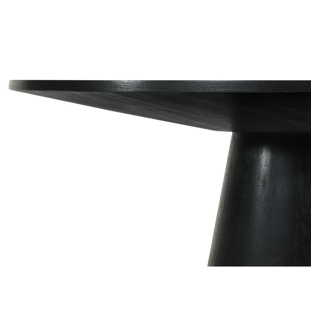 Elegant Black Round Dining Table, 47-Inch Wide Contemporary Design in Solid Wood