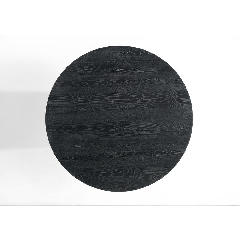 Elegant Black Round Dining Table, 47-Inch Wide Contemporary Design in Solid Wood