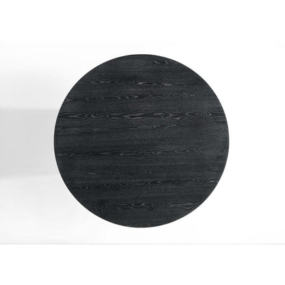 Elegant Black Round Dining Table, 47-Inch Wide Contemporary Design in Solid Wood