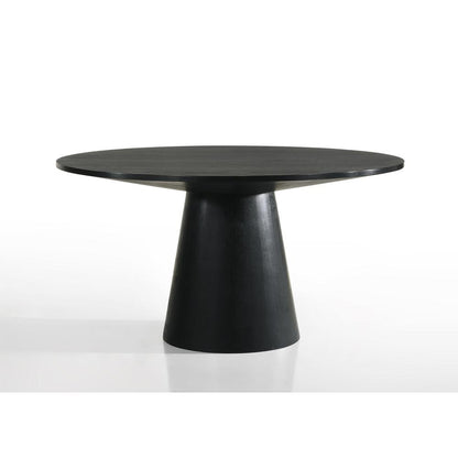 Elegant Black Round Dining Table, 47-Inch Wide Contemporary Design in Solid Wood