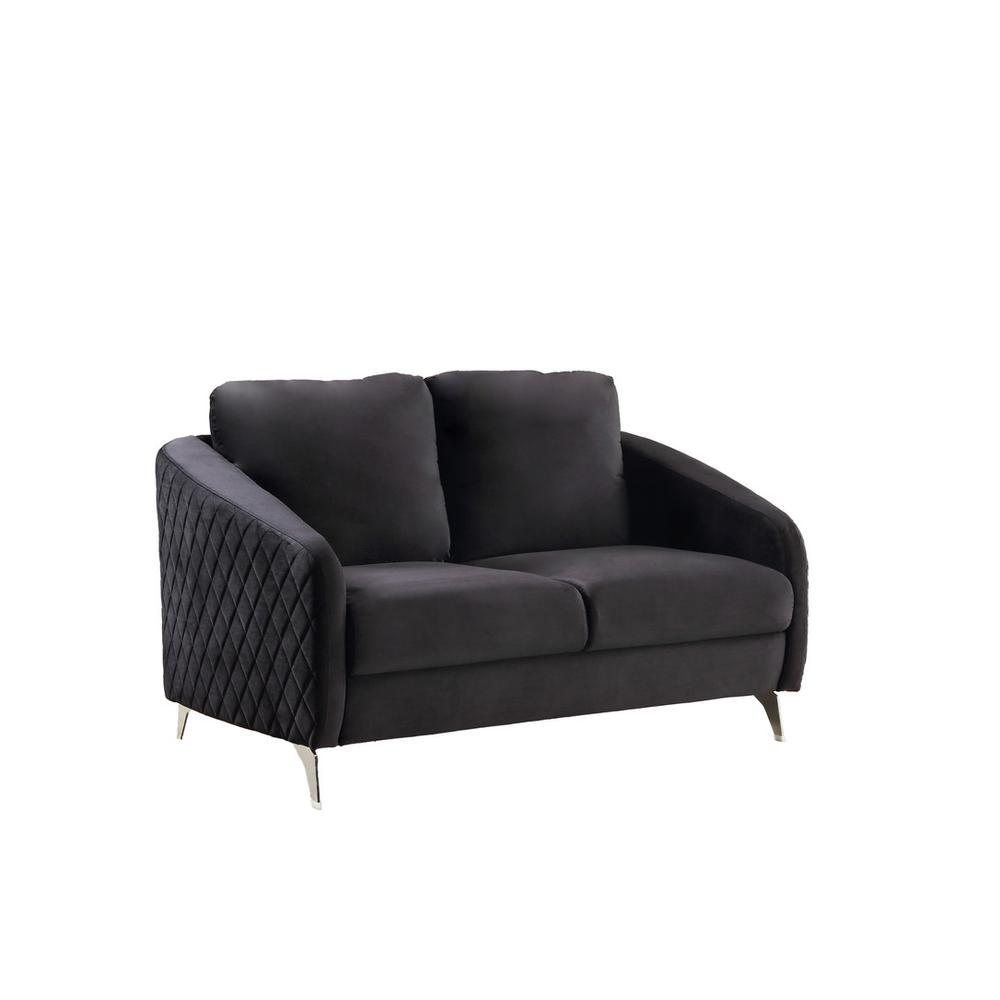 Sofia Black Velvet Fabric Sofa Loveseat Living Room Set