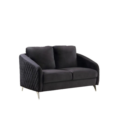 Sofia Black Velvet Fabric Sofa Loveseat Living Room Set