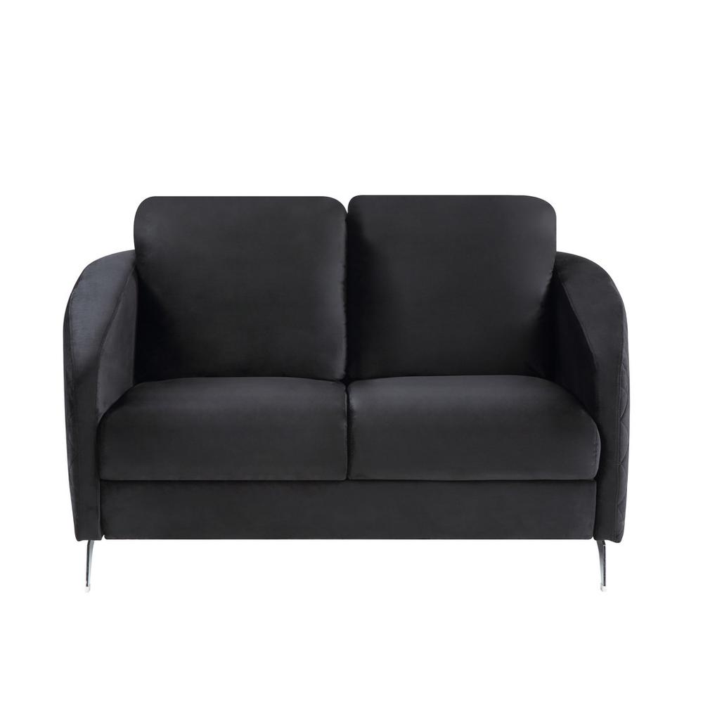 Sofia Black Velvet Fabric Sofa Loveseat Living Room Set