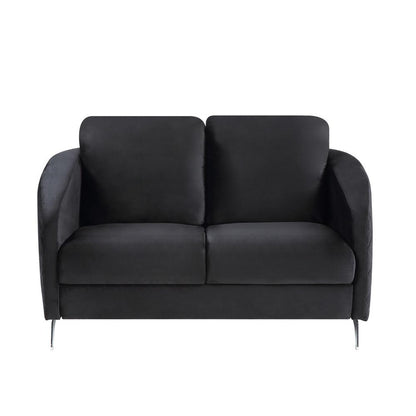 Sofia Black Velvet Fabric Sofa Loveseat Living Room Set