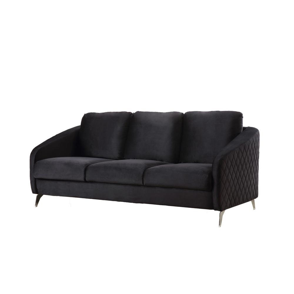 Sofia Black Velvet Fabric Sofa Loveseat Living Room Set