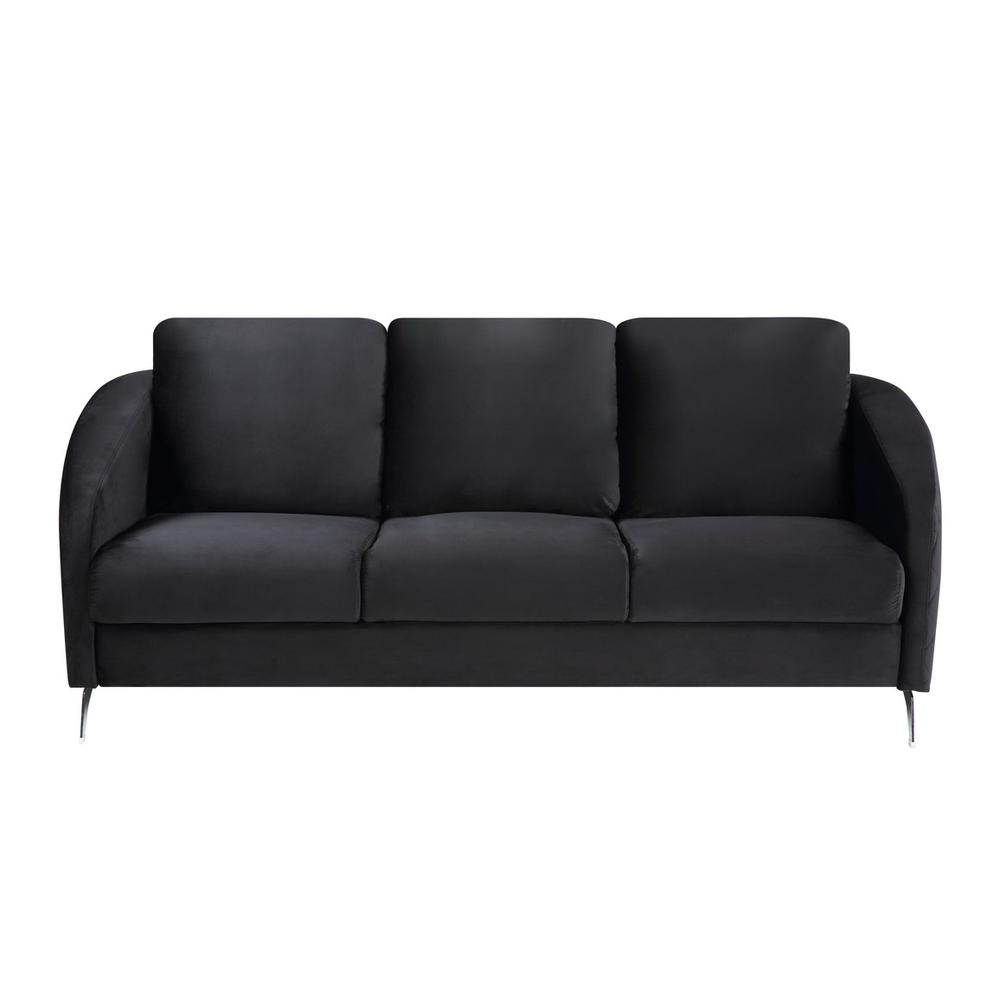 Sofia Black Velvet Fabric Sofa Loveseat Living Room Set