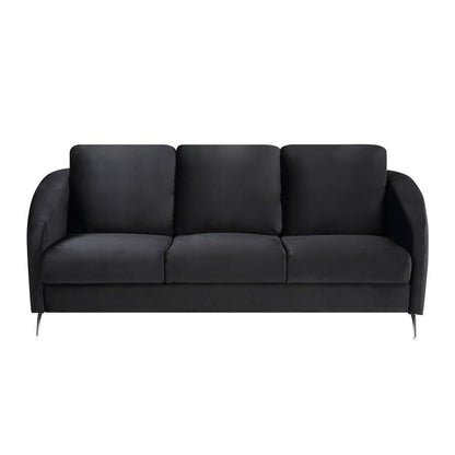 Sofia Black Velvet Fabric Sofa Loveseat Living Room Set