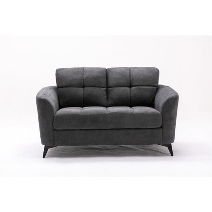 Callie Gray Velvet Fabric Sofa Loveseat Living Room Set