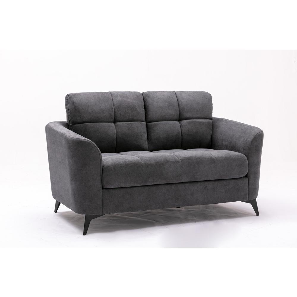 Callie Gray Velvet Fabric Sofa Loveseat Living Room Set