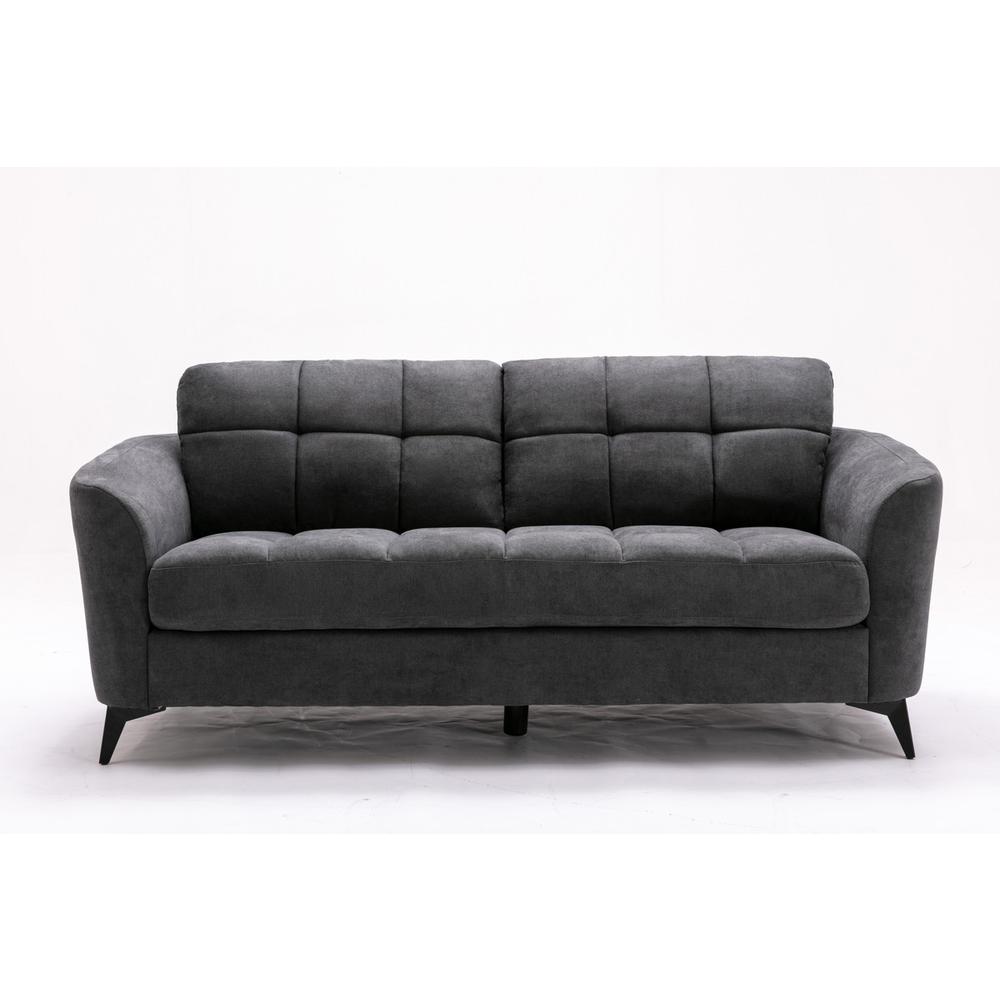 Callie Gray Velvet Fabric Sofa Loveseat Living Room Set