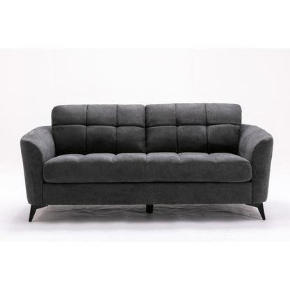 Callie Gray Velvet Fabric Sofa Loveseat Living Room Set
