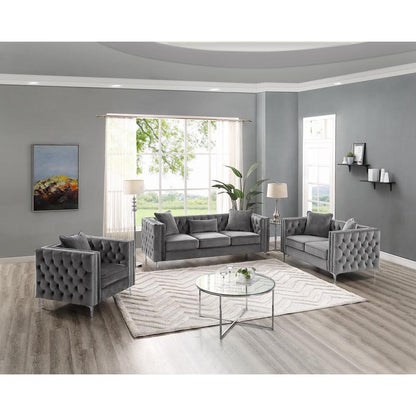 LILOLA Lorreto Gray Velvet Loveseat