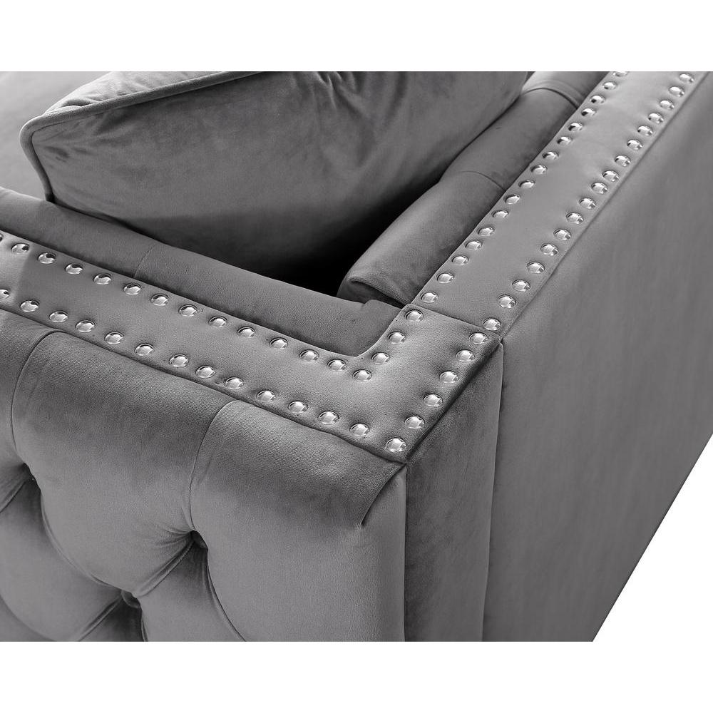 LILOLA Lorreto Gray Velvet Loveseat