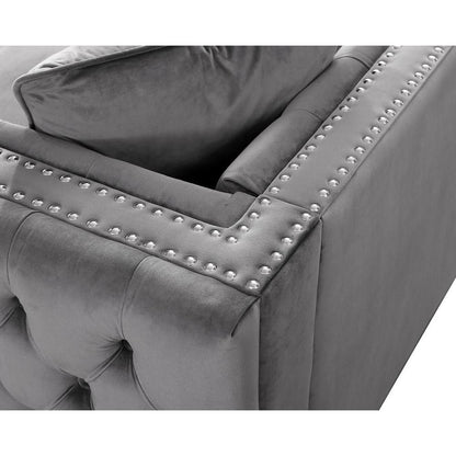 LILOLA Lorreto Gray Velvet Loveseat
