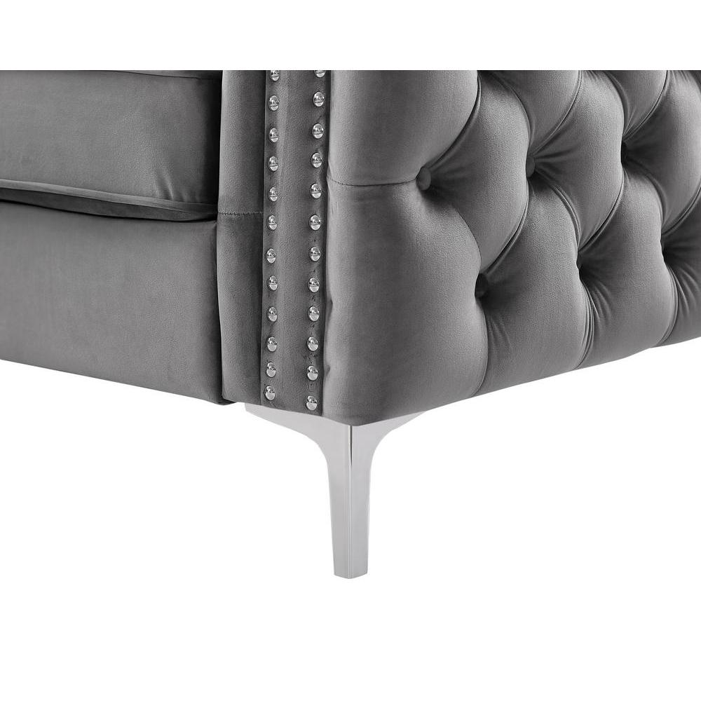 LILOLA Lorreto Gray Velvet Loveseat