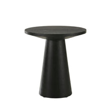 Round Console Table, Natural Wood Grain, Ebony Black