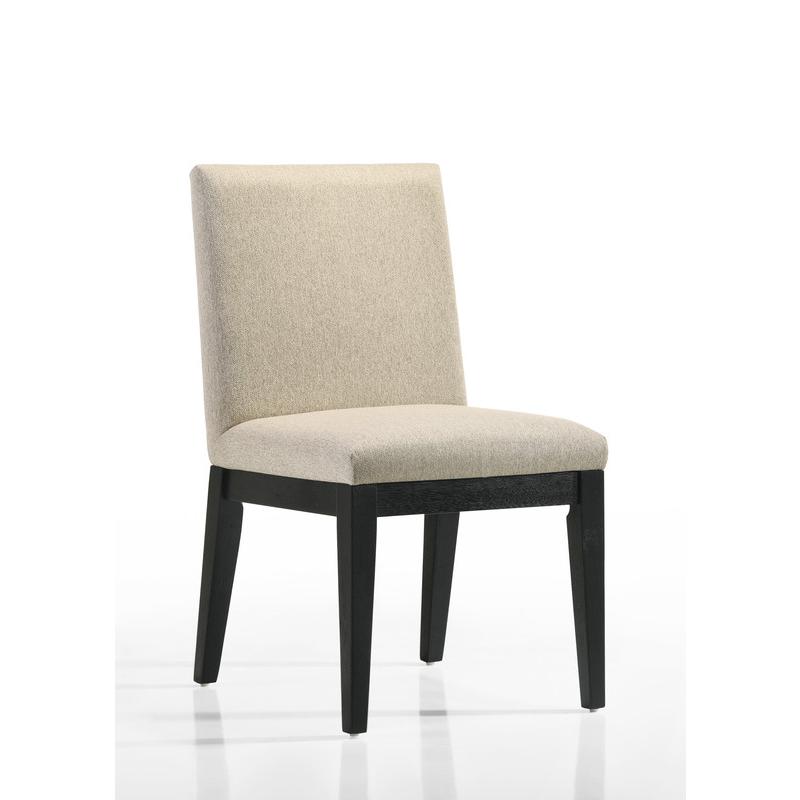 Jasper Ebony Black 5 Piece 59" Wide Contemporary Round Dining Table Set with Beige Fabric Chairs