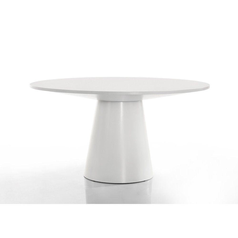 Contemporary Round Dining Table in White Finish for Modern Dining Spaces