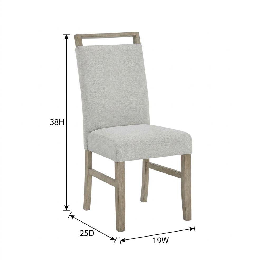 Set of 2 Light Oak Dining Chairs with Gray Fabric Upholstery, Transitional Style
