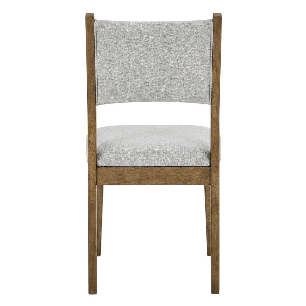 Set of 2 Walnut Oak Dining Chairs with Gray Fabric, Contemporary Style