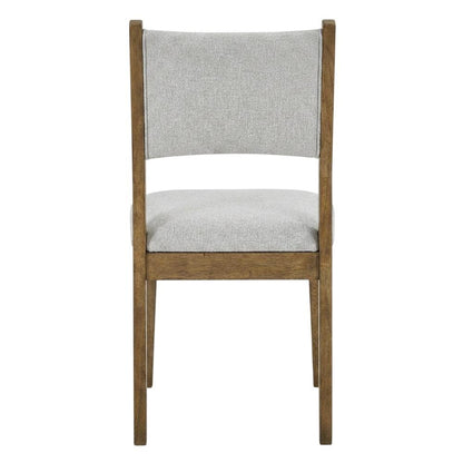 Set of 2 Walnut Oak Dining Chairs with Gray Fabric, Contemporary Style