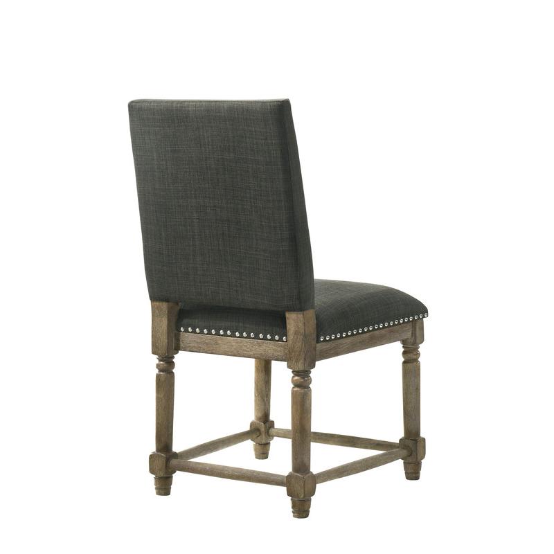 Everton Set of 2 Gray Fabric Dining Chair with Nailhead Trim