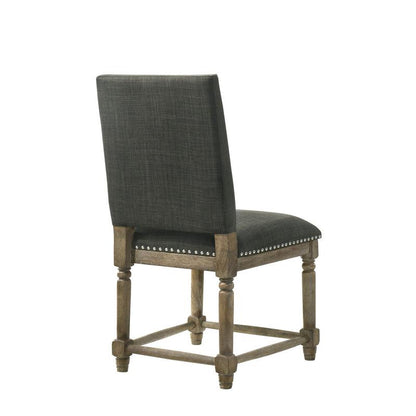 Everton Set of 2 Gray Fabric Dining Chair with Nailhead Trim