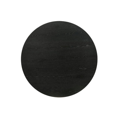 Round Coffee Table, Natural Wood Grain, Ebony Black