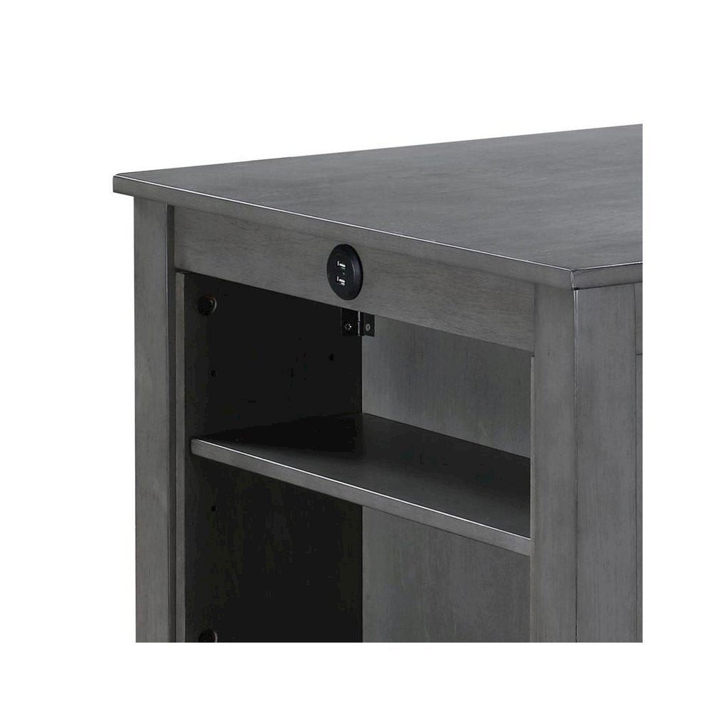 3 Piece Dining Set, Counter Height, USB Ports, Gray