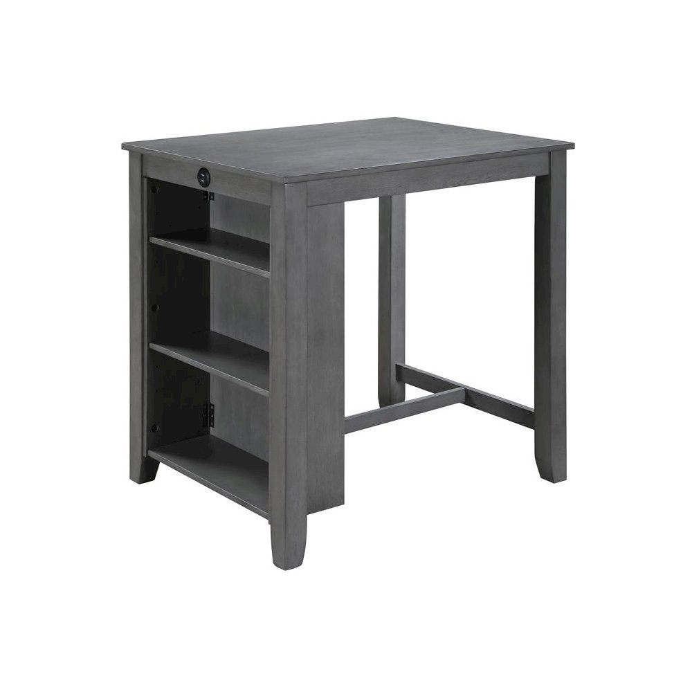 3 Piece Dining Set, Counter Height, USB Ports, Gray