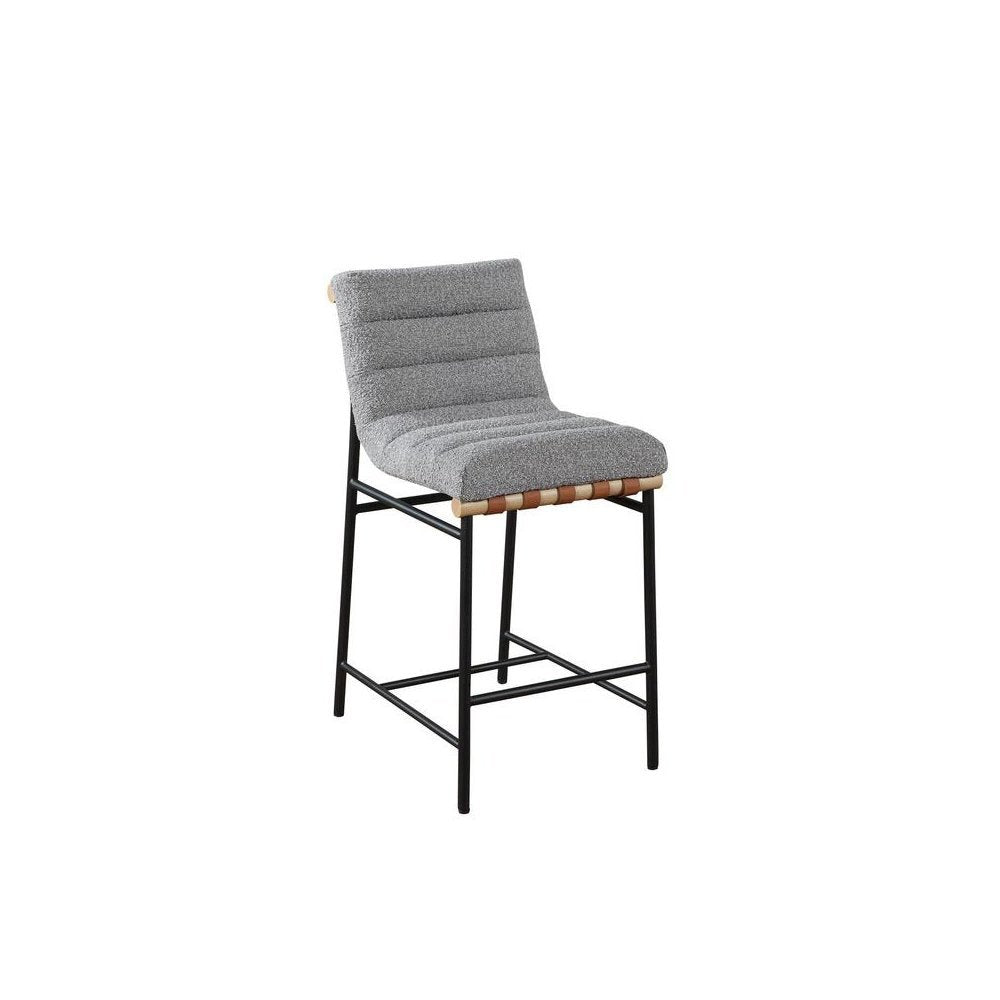 Counter Height Chair, Gray Boucle, Cognac PU