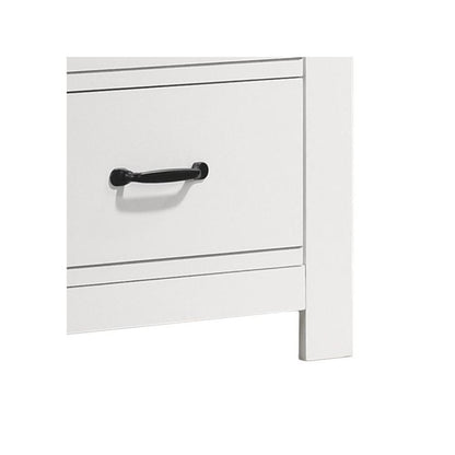 2-Drawer Nightstand, White, Black Handles