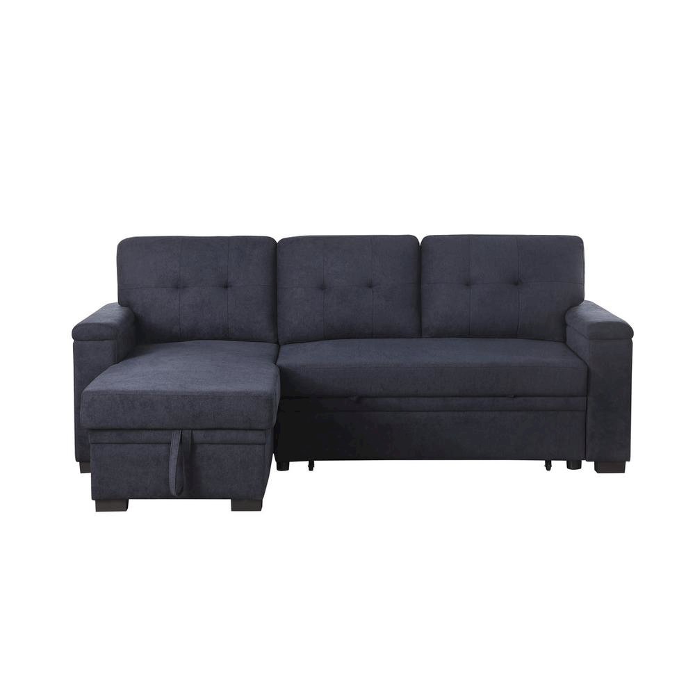 Reversible Sleeper Sectional Sofa, Storage Chaise, Dark Gray