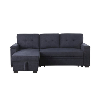 Reversible Sleeper Sectional Sofa, Storage Chaise, Dark Gray