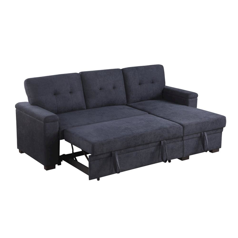 Reversible Sleeper Sectional Sofa, Storage Chaise, Dark Gray