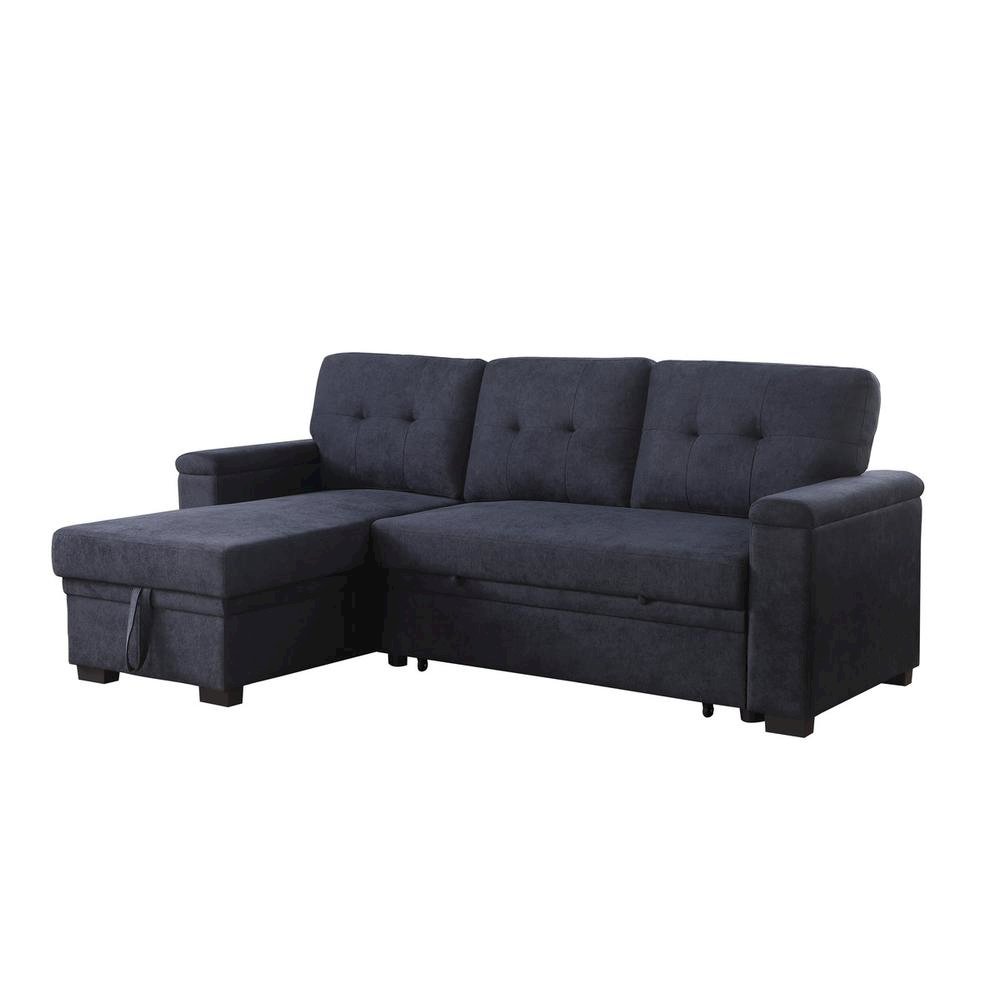 Reversible Sleeper Sectional Sofa, Storage Chaise, Dark Gray