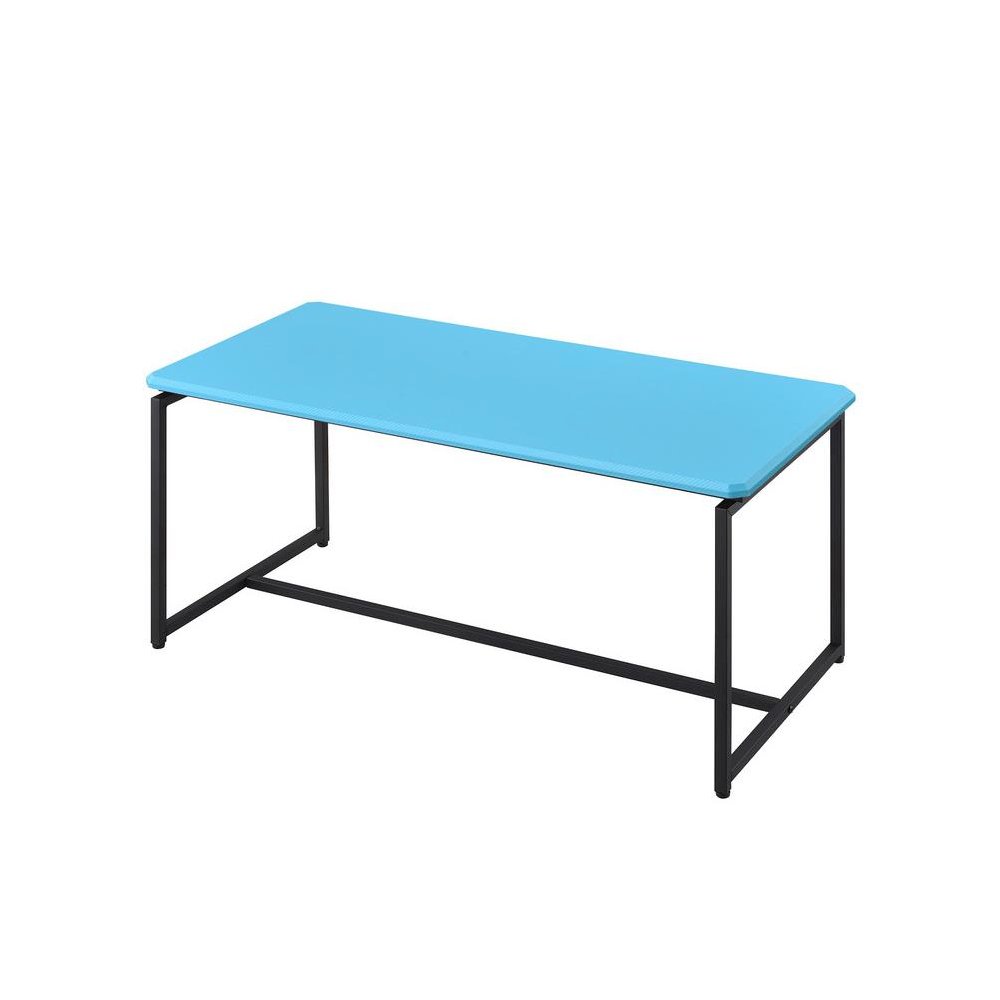 3 Piece Table Set, Carbon Fiber Wrap, Blue, Metal Frame