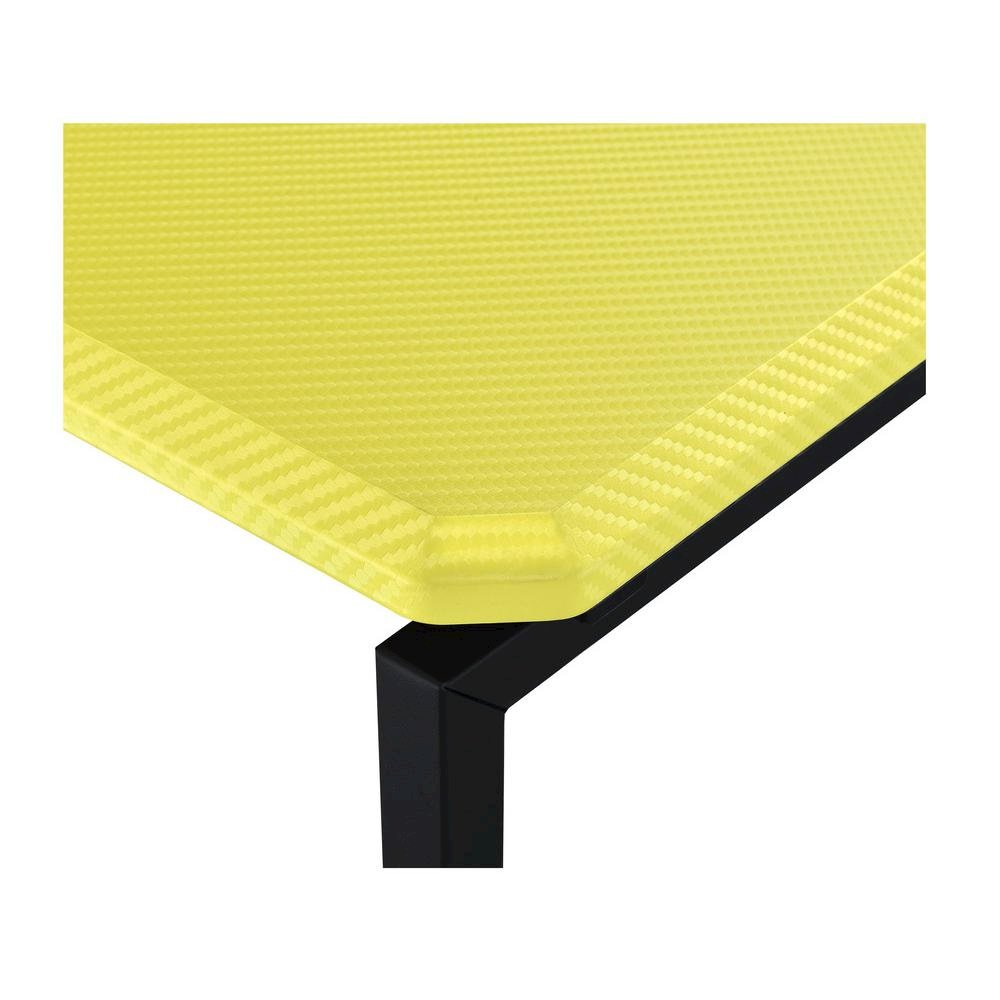 3 Piece Table Set, Carbon Fiber Wrap, Yellow, Metal Frame