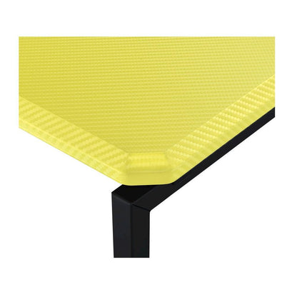 3 Piece Table Set, Carbon Fiber Wrap, Yellow, Metal Frame