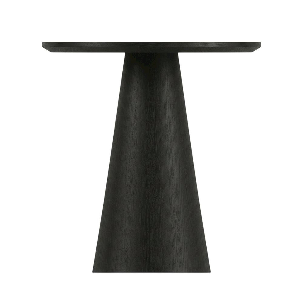 Round Console Table, Natural Wood Grain, Ebony Black