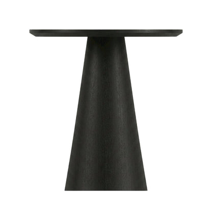 Round Console Table, Natural Wood Grain, Ebony Black