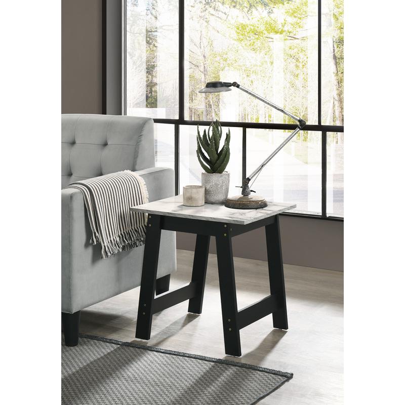 Hale Light Gray Velvet Armchairs and End Table Living Room Set