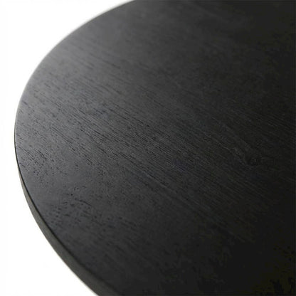 Round Console Table, Natural Wood Grain, Ebony Black