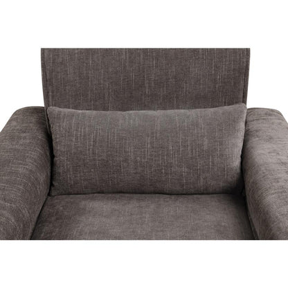 Valentina Gray Chenille Chair with Metal Legs and Throw Pillow