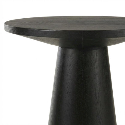 Round Console Table, Natural Wood Grain, Ebony Black
