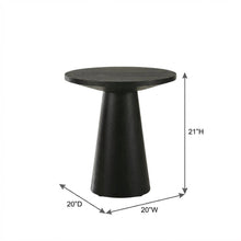 Round Console Table, Natural Wood Grain, Ebony Black