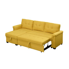 Elegant Yellow Linen Reversible Sleeper Sectional Sofa with Storage Chaise