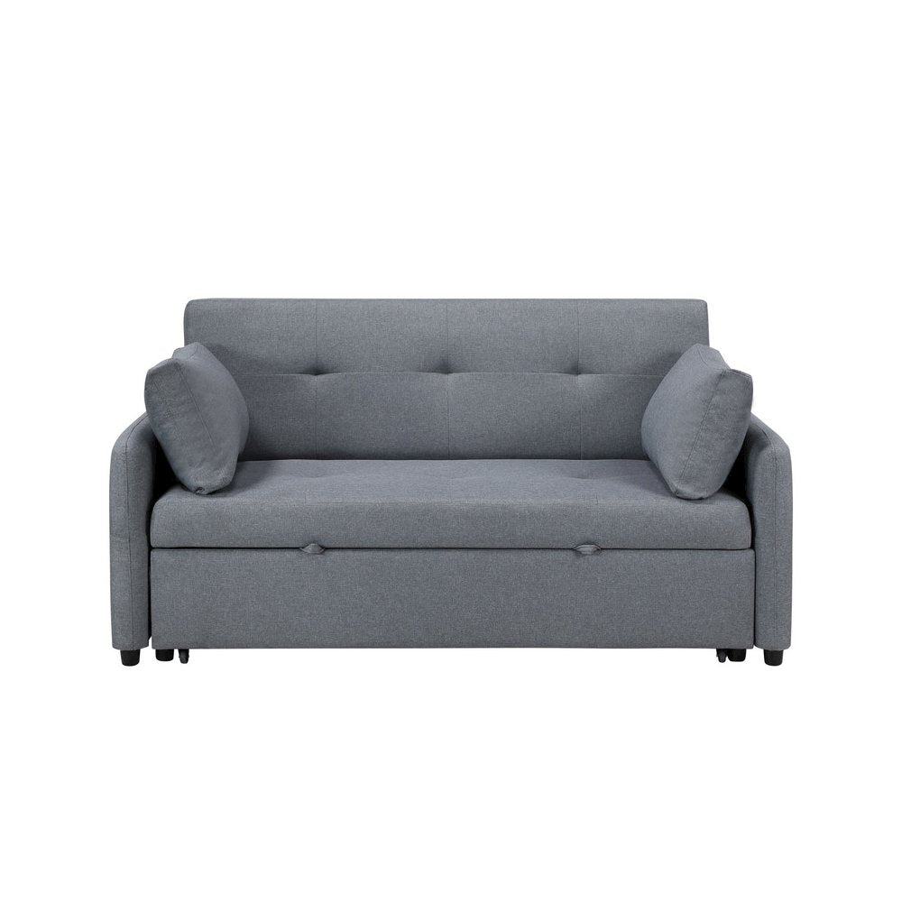 Radella 69"W Gray Linen Convertible Sleeper Loveseat with USB Ports