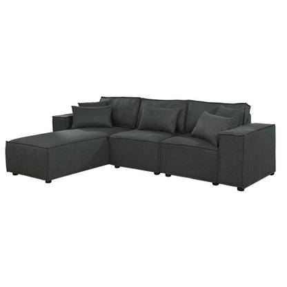 LILOLA Harvey Sofa with Reversible Chaise in Dark Gray Linen