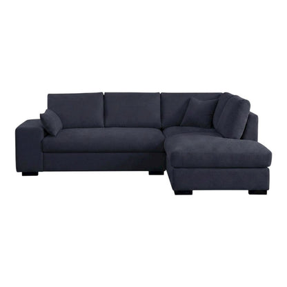 Dark Gray Woven Fabric Sectional Sofa with Right Facing Chaise